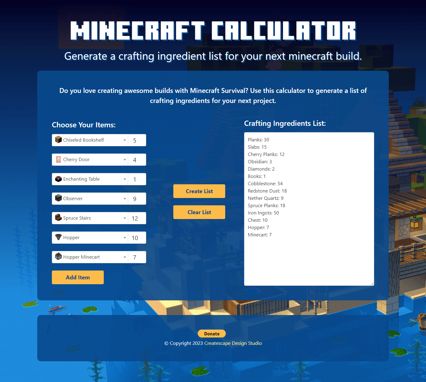 Minecraft Calculator