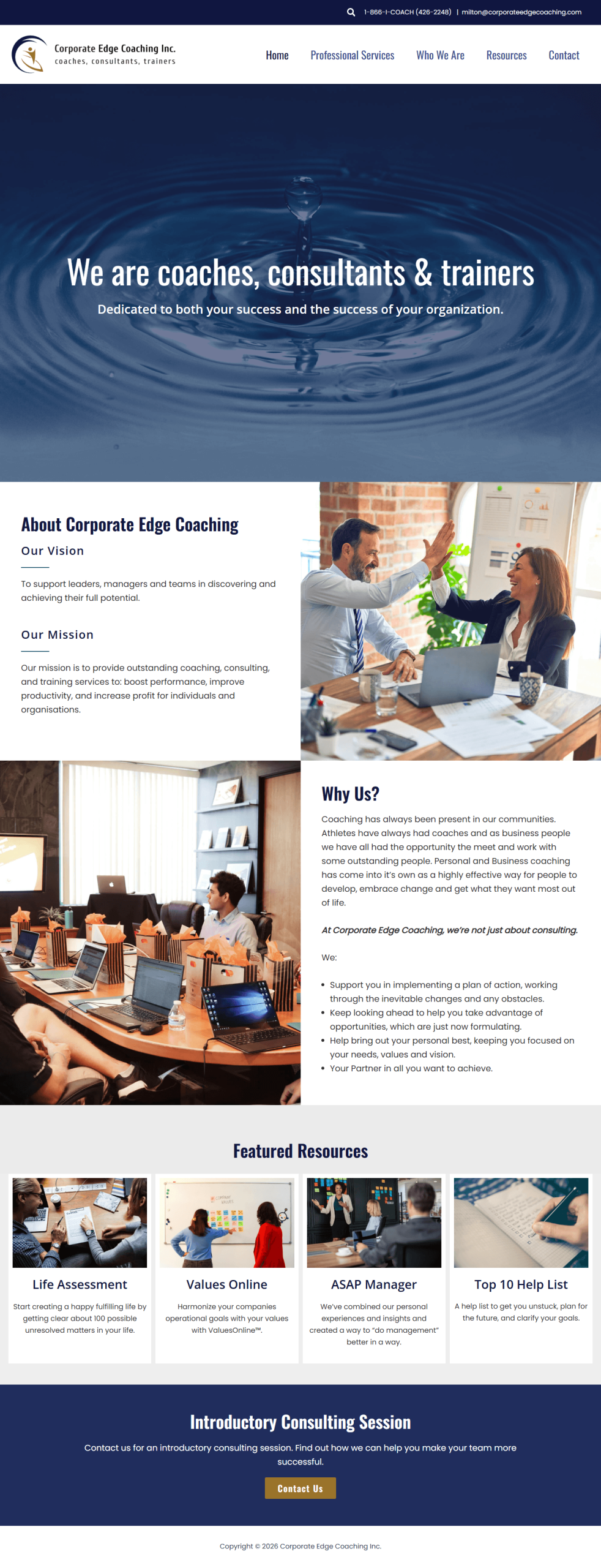 Corporate Edge Coaching new website design